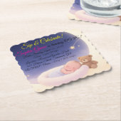 Magische Maan 1e verjaardag Keepsake Uitnodiging Kartonnen Onderzetters (Gebogen)