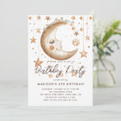Magische maan en sterren verjaardagsfeest kaart (Staand voorkant)