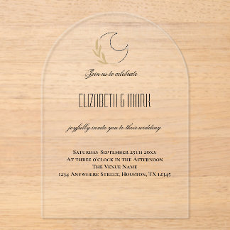 Magische maan-geïnspireerde trouwuitnodiging acryl uitnodigingen