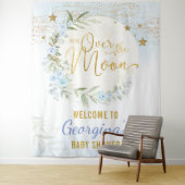 Magische maan Stars Blue Gold Baby Welkom Wandkleed (In situ)