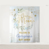 Magische maan Stars Blue Gold Baby Welkom Wandkleed (Voorkant)