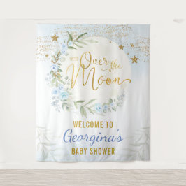 Magische Maan Sterren Blauw Goud Welkom Jongen Wandkleed