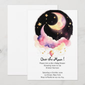 Magische Maan & Sterren Waterverf Baby Girl Shower Kaart (Voorkant / Achterkant)