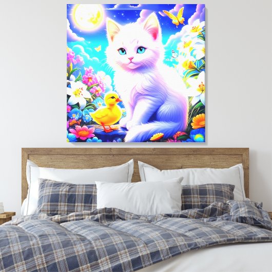 Magische maanverlichte metgezellen: een grillige t canvas afdruk (Insitu (Slaapkamer))