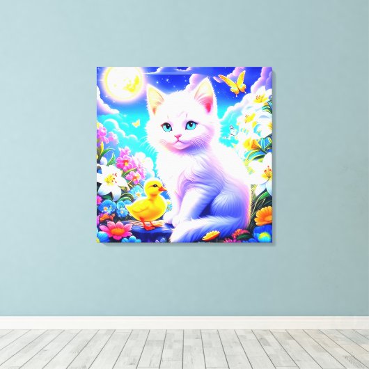 Magische maanverlichte metgezellen: een grillige t canvas afdruk (Insitu (Houten vloer))