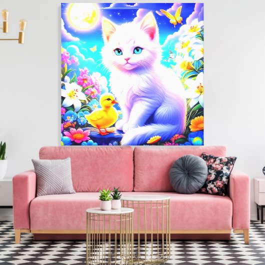 Magische maanverlichte metgezellen: een grillige t canvas afdruk (Insitu (Woonkamer))