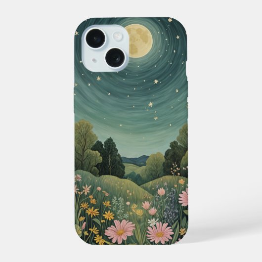 Magische Maanverlichte Weide iPhone 15 Case (Achterkant)