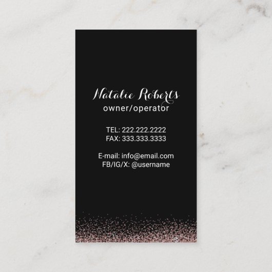 Magische Maid Huis Schoonmaak Roos Gouden Glitter Visitekaartje (Achterkant)