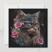 Magische Maine Coon kat en roze bloemen AI kunst (Voorkant)