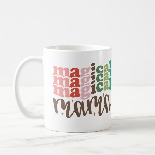 Magische Mama Retro Groovy Kerst Feestdagen Koffiemok (Links)