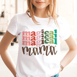 Magische Mama Retro Groovy Kerst Feestdagen Tri-Blend Shirt
