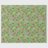 Magische Mantis Kitsch Waterverf Ditsy Christmas Cadeaupapier (Vlak)