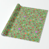 Magische Mantis Kitsch Waterverf Ditsy Christmas Cadeaupapier (Uitgerold)
