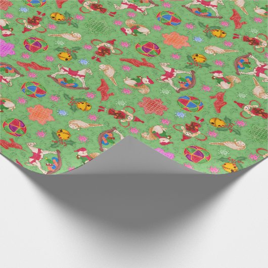 Magische Mantis Kitsch Waterverf Ditsy Christmas Cadeaupapier (Hoek)