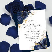 Magische marine Indigo Blue Rozen & Gold Sweet 16 Kaart