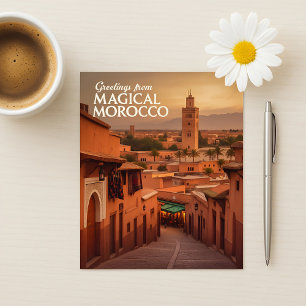 Magische Marokkaanse Zonsondergang Koutoubia Marra Briefkaart