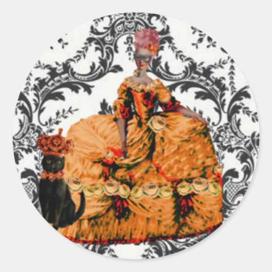 Magische Masquerade Maire Antoinette Halloween Ronde Sticker (Voorkant)
