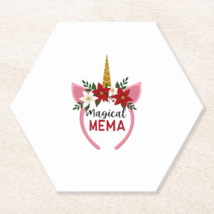 Magische Mema Eenhoorn Shirt Kerstmis Pyjama Shirt Kartonnen Onderzetters
