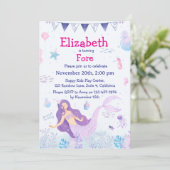 Magische Mermaid Kinderverjaardag Uitnodiging (Staand voorkant)