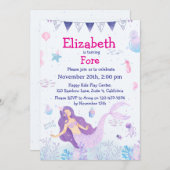 Magische Mermaid Kinderverjaardag Uitnodiging (Voorkant / Achterkant)