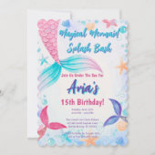 Magische Mermaid Tail Glitter Verjaardagsfeest Kaart (Voorkant)