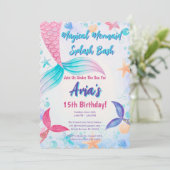 Magische Mermaid Tail Glitter Verjaardagsfeest Kaart (Staand voorkant)