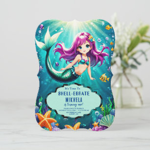 Magische Mermaid verjaardagsuitnodigingen - onder  Kaart