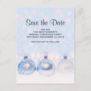 Magische Metallic Kerstballen Save the Date Briefkaart
