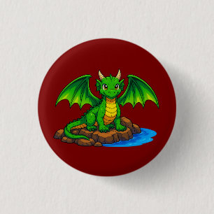 Magische middeleeuwse draak ronde button 3,2 cm