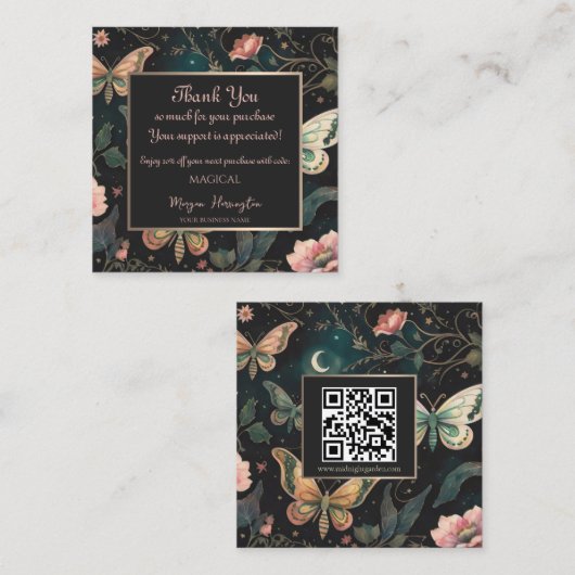 Magische Midnight Garden Dank u korting Kaart Vierkante Visitekaartje (Voorkant / Achterkant)