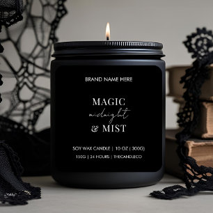 Magische Midnight & Mist kaars label   Custom Blac