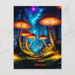 Magische Midnight Mushroom Forest Briefkaart