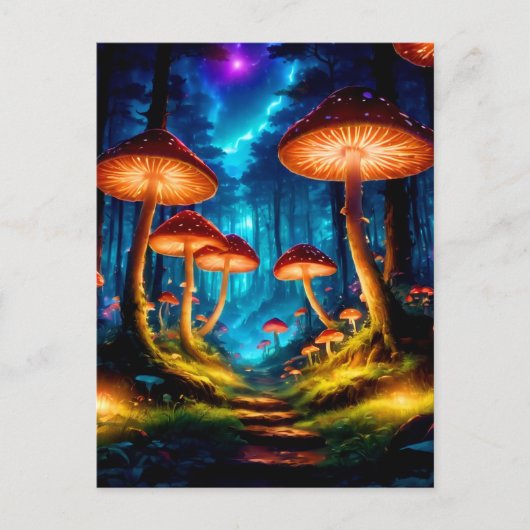 Magische Midnight Mushroom Forest Briefkaart (Voorkant)