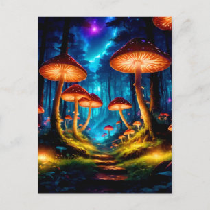 Magische Midnight Mushroom Forest Briefkaart