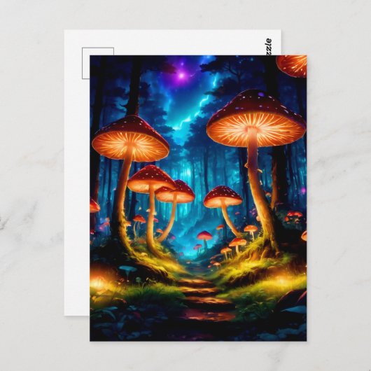Magische Midnight Mushroom Forest Briefkaart (Voorkant / Achterkant)