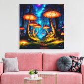 Magische Midnight Mushroom Forest Canvas Afdruk (Insitu (Woonkamer))