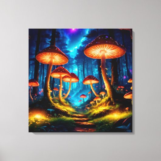 Magische Midnight Mushroom Forest Canvas Afdruk (Voorkant)