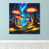 Magische Midnight Mushroom Forest Canvas Afdruk (Insitu (Houten vloer))