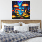 Magische Midnight Mushroom Forest Canvas Afdruk (Insitu (Slaapkamer))