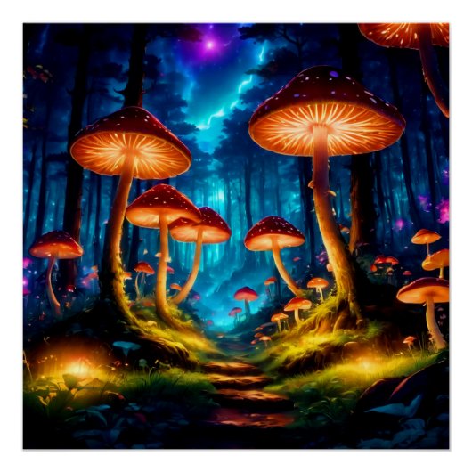Magische Midnight Mushroom Forest Perfect Poster (Voorkant)