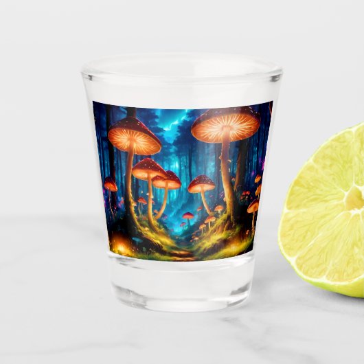 Magische Midnight Mushroom Forest Shot Glas (Voorkant)