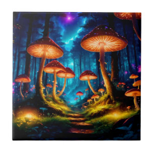 Magische Midnight Mushroom Forest Tegeltje