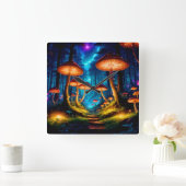 Magische Midnight Mushroom Forest Vierkante Klok (Huis)