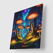 Magische Midnight Mushroom Forest Vierkante Klok (Hoek)