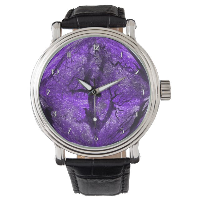 Magische Midnight Paarse Crystal Ball polshorloge Horloge (Voorkant)