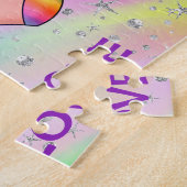 Magische mijn Unicorn Sparkle Silver Stars Legpuzzel (Zijkant)