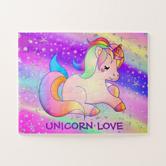 Magische mijn Unicorn Sparkle Silver Stars Legpuzzel (Horizontaal)
