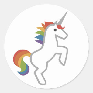 Magische minimale regenboogunicorn Emoji-pictogram Ronde Sticker