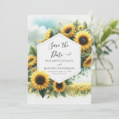 Magische minimale zonnebloem bruiloft save the date (Staand voorkant)
