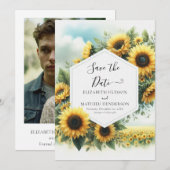 Magische minimale zonnebloem bruiloft save the date (Voorkant / Achterkant)